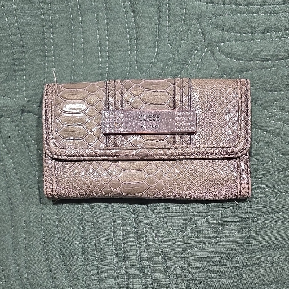 GUESS Brown Crocodile Embossed Wallet